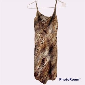 Guess Women’s Lucy Snakeskin Cowl Neck Mini Slip Dress Size XS